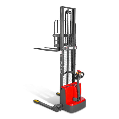 3300lbs Electric Straddle Stacker,  118" Lift,  Adjustable Legs & Forks,  F33-118SLA
