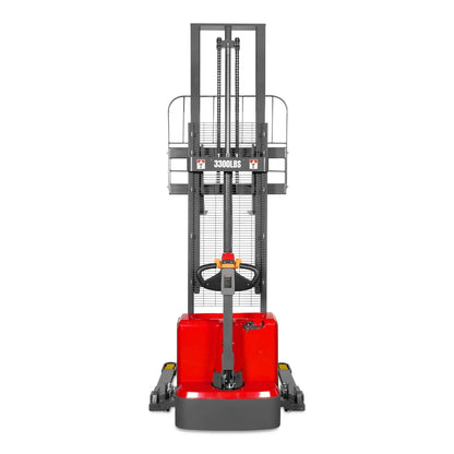 3300lbs Electric Straddle Stacker,  118" Lift,  Adjustable Legs & Forks,  F33-118SLA