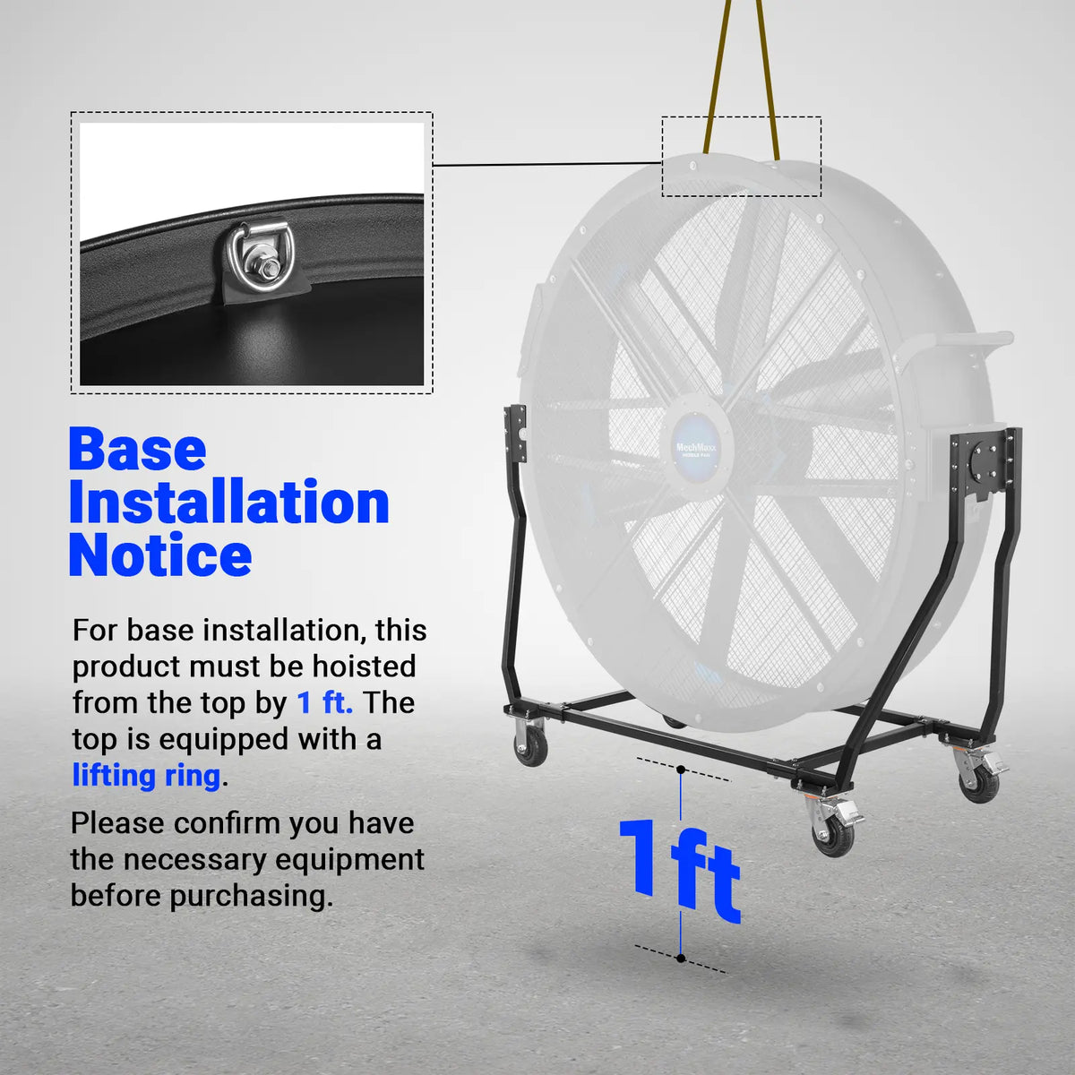 59" Portable Industrial Fan with Variable High-Efficiency PMSM Motor,Tiltable Mobile High Volume Floor Fan for Warehouse,Workshop & Gym