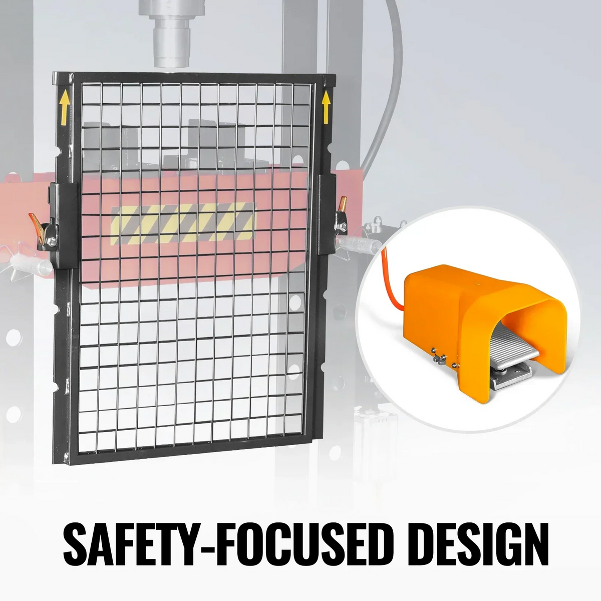 20 Ton H-Frame Air/Hydraulic Shop Press with Press Pin Kit, Fully Welded Steel Frame, Safety Guard, Foot Pedal Control, HSP20