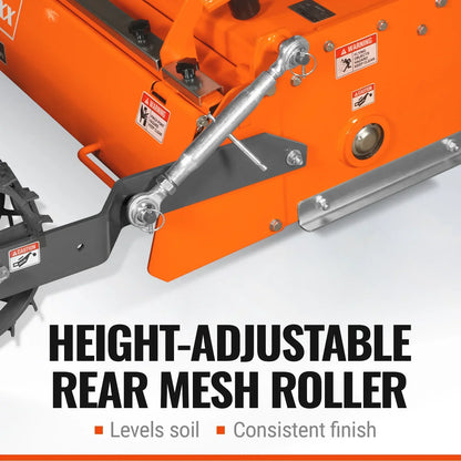 48 in Stone Burier Reverse Rotary Tiller,  3 Point Hitch Cat.1,  Chain Drive,  PTO Shaft Included with Slip Clutch,  20-45 HP,  RSB48