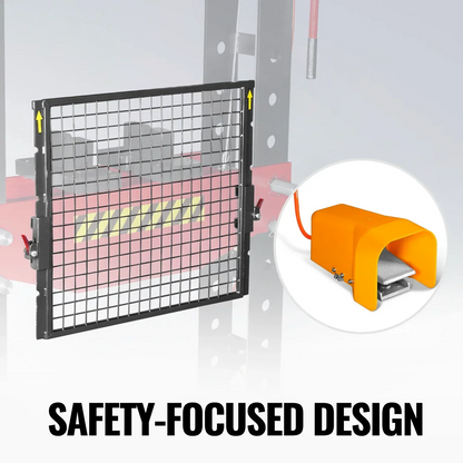 75 Ton H-Frame Air/Hydraulic Shop Press with Hand Winch,  Fully Welded Steel Frame,  Safety Guard,  Foot Pedal Control,  HSP75