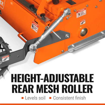 65 in Stone Burier Reverse Rotary Tiller,  3 Point Hitch Cat.1,  Chain Drive,  PTO Shaft Included with Slip Clutch,  30-55 HP,  RSB65