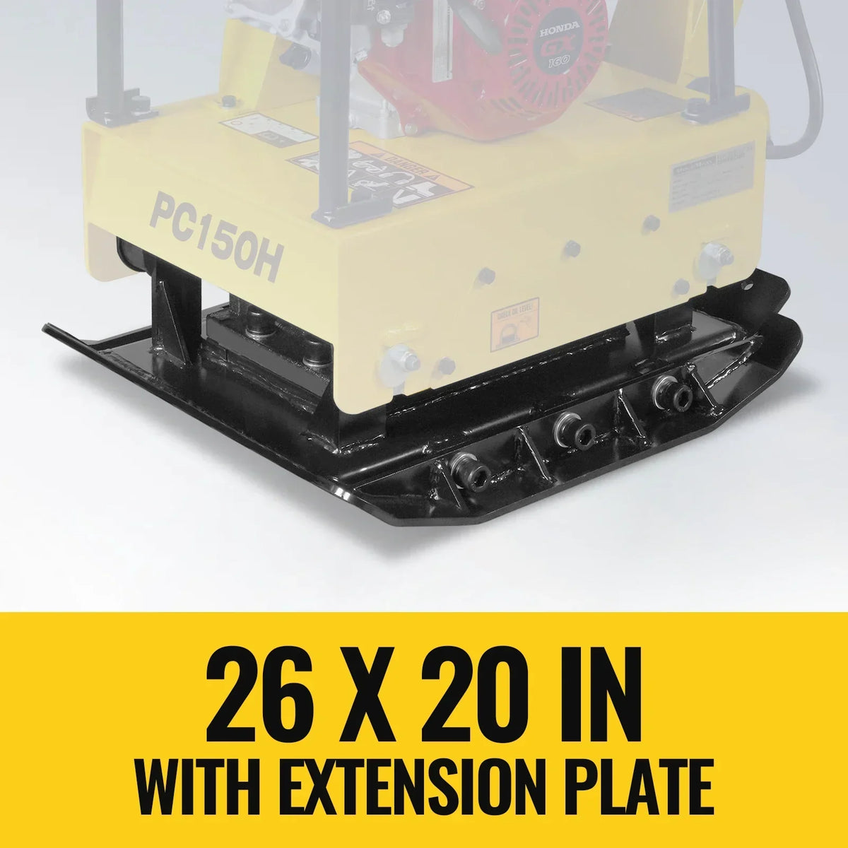 Honda GX160 Reversible Plate Compactor with Wheel Kit and Extension Plates, 5625 lb Centrifugal Force, PC150H