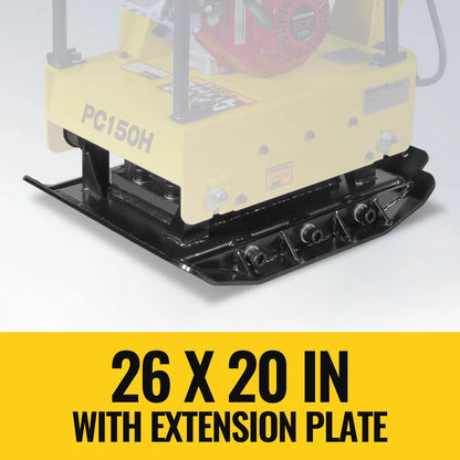 Honda GX160 Reversible Plate Compactor with Wheel Kit and Extension Plates, 5625 lb Centrifugal Force, PC150H