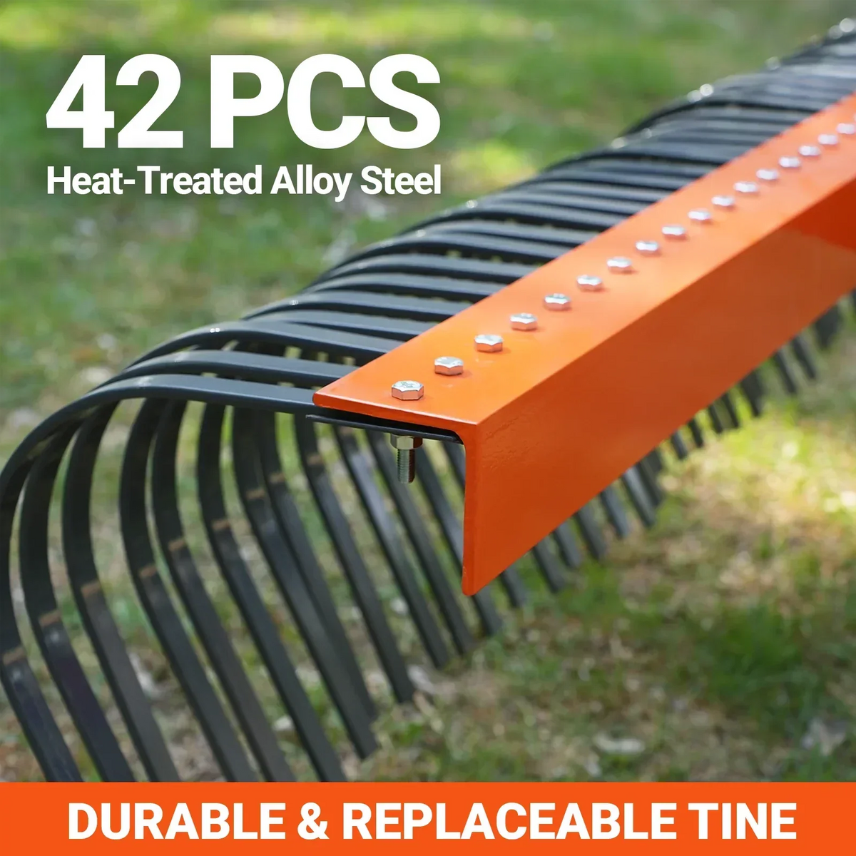 84" Landscape Rake with 42 Tines 3 Point Hitch Tractor Attachment,  LR84