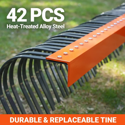 84" Landscape Rake with 42 Tines 3 Point Hitch Tractor Attachment,  LR84