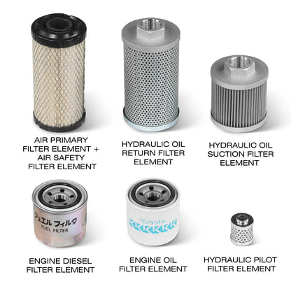 ( 1 Pack / 6 Pcs ) Filter Element Set for Mini Compact Excavator MEC17,MEC17PRO (SKU: 150533, 150534）