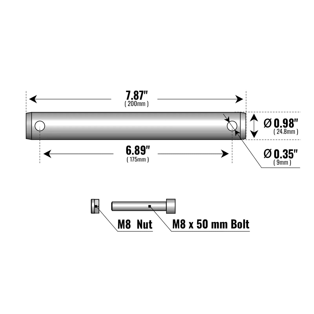 ( 1 Pack / 2 Pcs ) Backhoe Bucket Linkage Pins (for SKU: 150162, 150163, 150164, 201162, 201163, 201164)