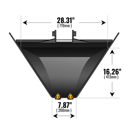 Trapezoidal V-Ditching Bucket without Pins, 2-Carbon Steel Teeth (for SKU: 150162, 150163, 150164, 201162, 201163, 201164)