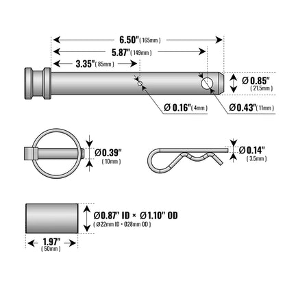 ( 1 Pack / 2 Sets ) Backhoe Lower Link Pin Set (for SKU: 150162, 150163, 150164, 201162, 201163, 201164)