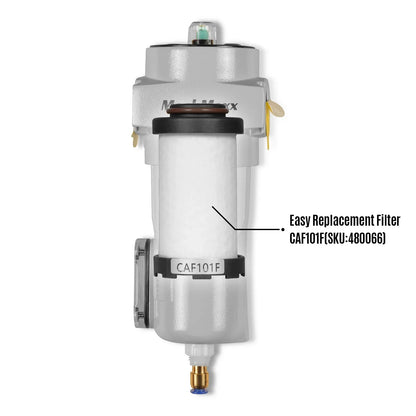 53 CFM Compressed Air Oil-Water Separator Precision Filter,1μm,Oil Content 1ppm, With Auto Drain, Pressure Indicator