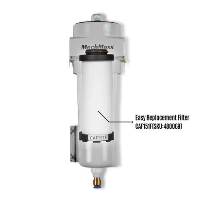 63 CFM Compressed Air Oil-Water Separator Precision Filter,1μm,Oil Content 1ppm, With Auto Drain, Pressure Indicator