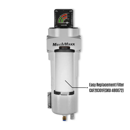 99 CFM Compressed Air Oil-Water Separator Precision Filter,1μm,Oil Content 1ppm, With Auto Drain, Pressure Gauge