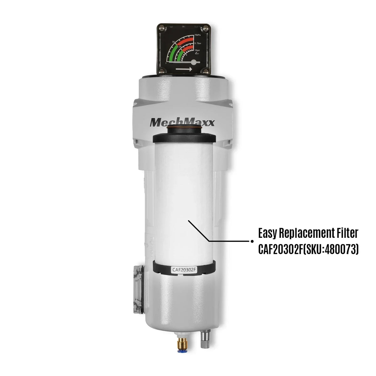 99 CFM Compressed Air Oil-Water Separator Precision Filter,0.01μm,Oil Content 0.01ppm, With Auto Drain, Pressure Gauge