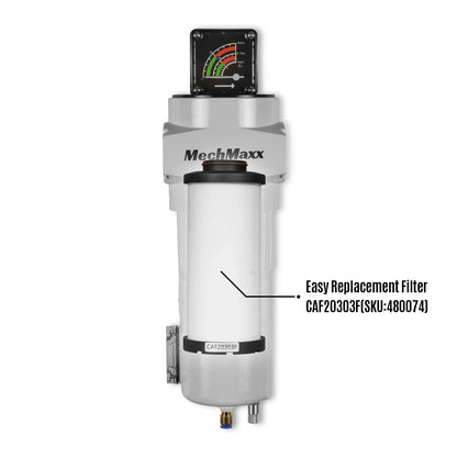 127 CFM Compressed Air Oil-Water Separator Precision Filter,0.01μm,Oil Content 0.001ppm, With Auto Drain, Pressure Gauge