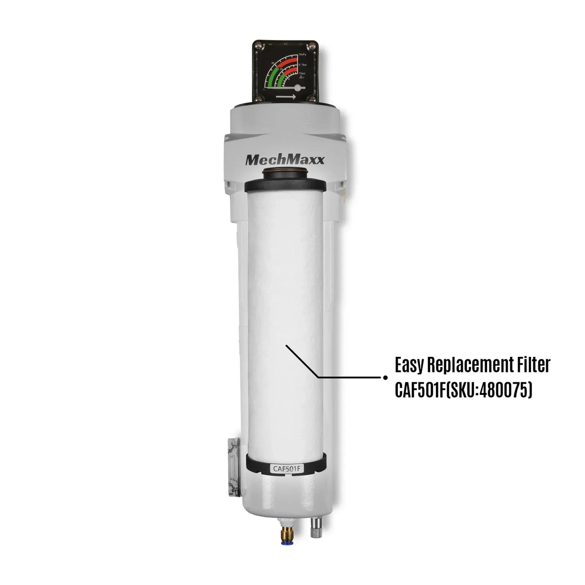 254 CFM Compressed Air Oil-Water Separator Precision Filter,1μm,Oil Content 1ppm, With Auto Drain, Pressure Gauge