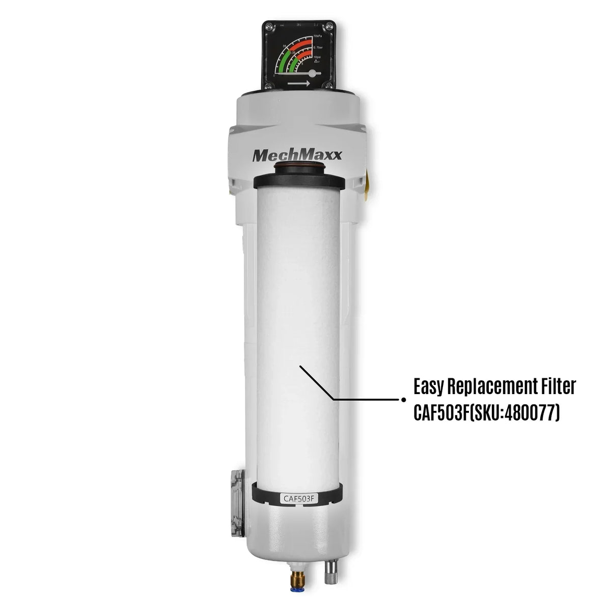254 CFM Compressed Air Oil-Water Separator Precision Filter,0.01μm,Oil Content 0.001ppm, With Auto Drain, Pressure Gauge