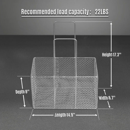 Additional Stainless Steel Mesh Basket for Mechmaxx Ultrasonic Cleaner - 304 Grade, 22lbs Capacity, Fine Mesh
