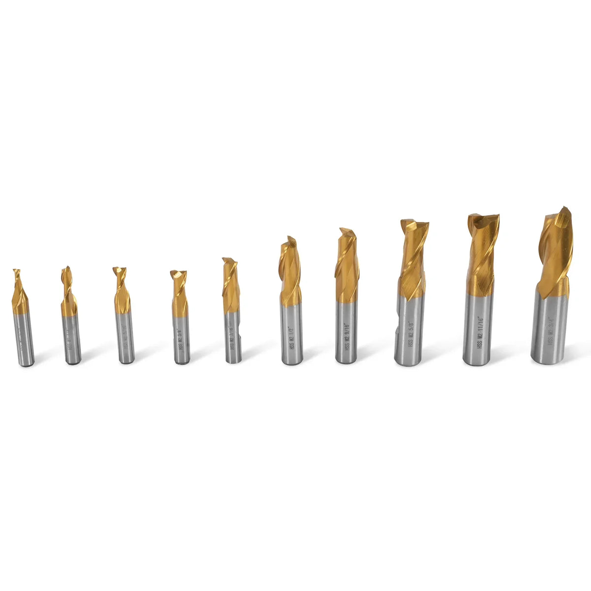 20PCS HSS END MILLS SET for SKU: 500200 | Model: VM18L SKU: 500201 | Model: VM18LD SKU: 500202 | Model: VM25L SKU: 500203 | Model: VM25LD SKU: 500204 | Model: VM32L SKU: 500205 | Model: VM32LD