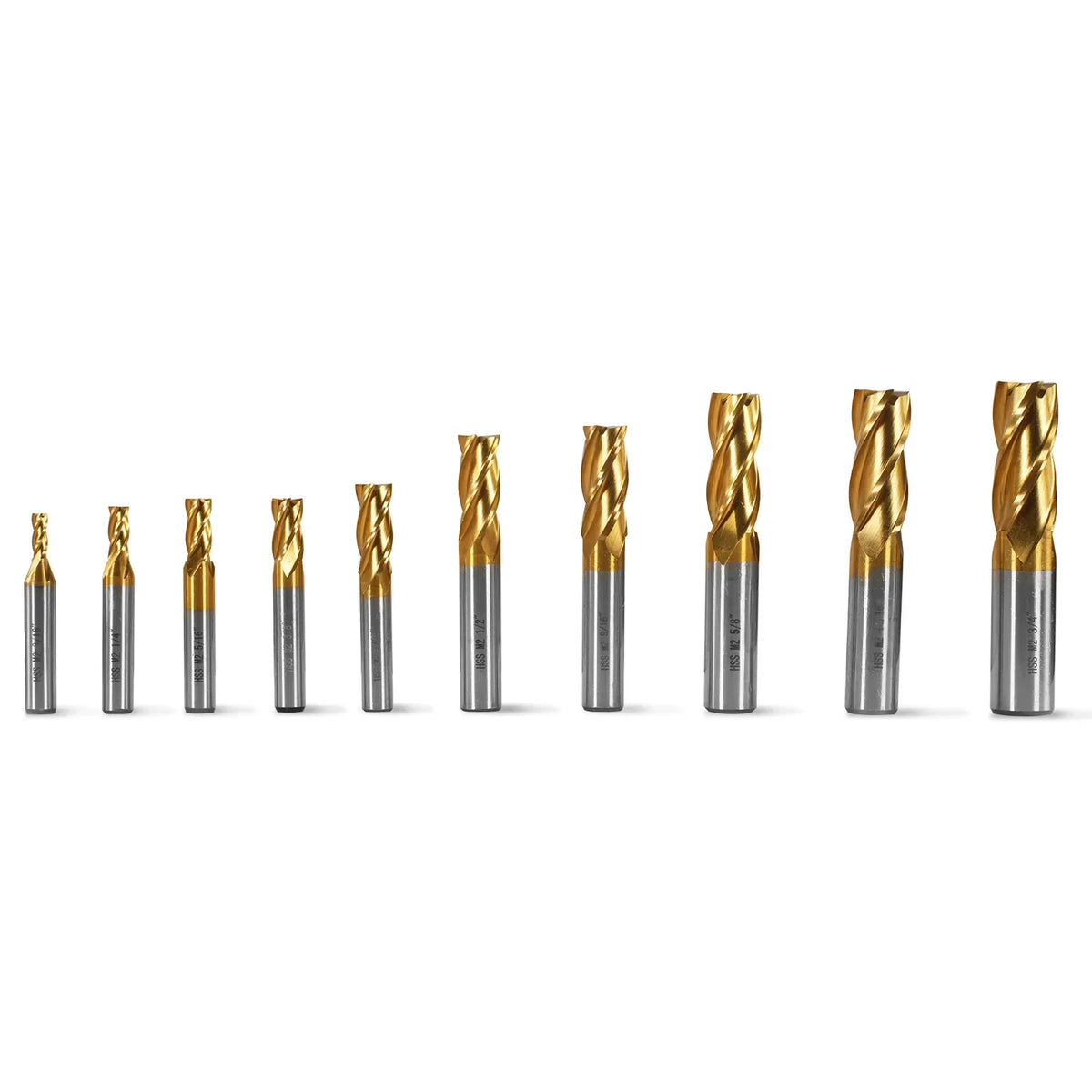 20PCS HSS END MILLS SET for SKU: 500200 | Model: VM18L SKU: 500201 | Model: VM18LD SKU: 500202 | Model: VM25L SKU: 500203 | Model: VM25LD SKU: 500204 | Model: VM32L SKU: 500205 | Model: VM32LD