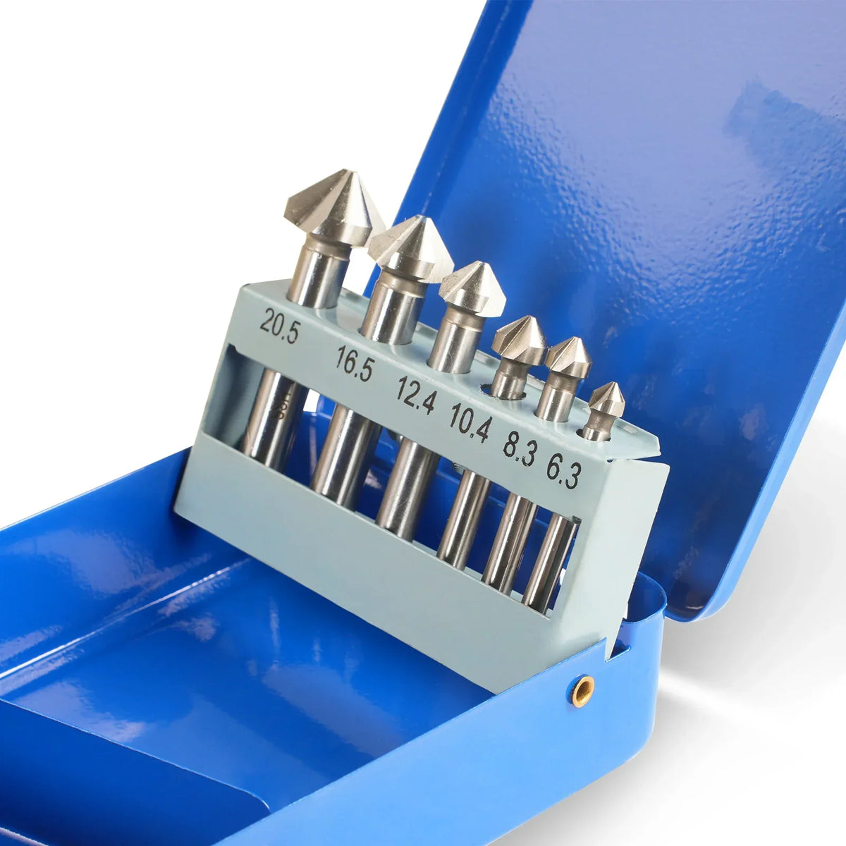 HSS Countersinks Set of 6 Pcs, 6,3 - 20,5 mm, 90° for SKU: 500200 | Model: VM18L SKU: 500201 | Model: VM18LD SKU: 500202 | Model: VM25L SKU: 500203 | Model: VM25LD SKU: 500204 | Model: VM32L SKU: 500205 | Model: VM32LD