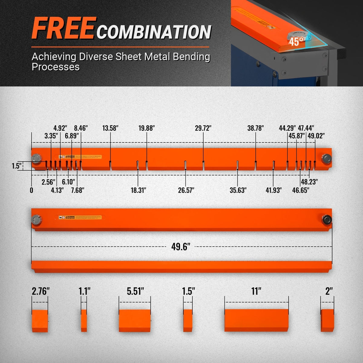 48'' Industrial Magnetic Pan and BOX Heavy Duty Sheet Metal Brake 20 Gauge Capacity Shear Press Brake,  MSMB1250E