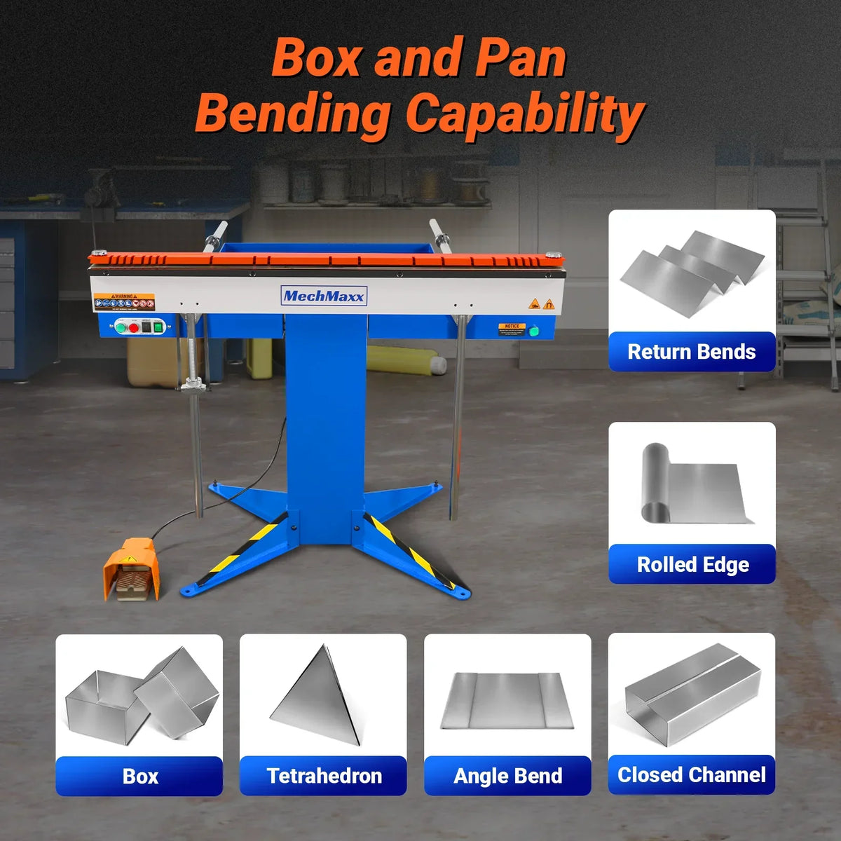 48'' Industrial Magnetic Pan and BOX Heavy Duty Sheet Metal Brake 20 Gauge Capacity Shear Press Brake,  MSMB1250E