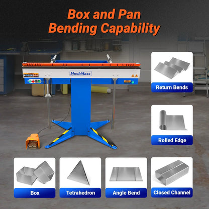 48'' Industrial Magnetic Pan and BOX Heavy Duty Sheet Metal Brake 20 Gauge Capacity Shear Press Brake,  MSMB1250E