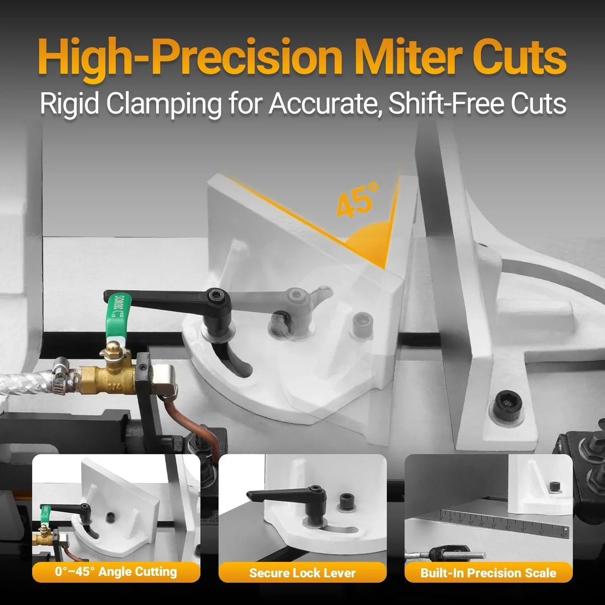 Metal Cutting Band Saw, 10" Round / 18"x5" Rectangular Capacity, 2HP 1.5kW Motor, 4-Speed (35-114 MPM), Horizontal Bandsaw with 0-45° Swivel, Hydraulic Downfeed, 230V 1PH 60Hz, Industrial Grade for Steel, Aluminum & Alloys BS-1018B