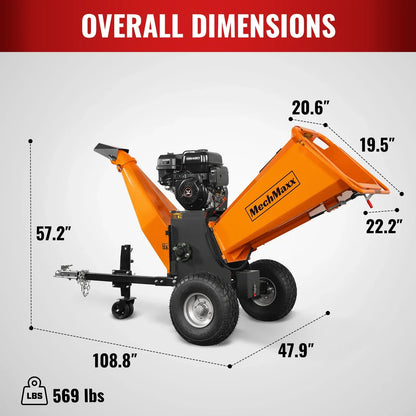 6 inch E-start ZONSEN 420cc 15hp Gasoline Engine Powered Drum Wood Chipper ,  P4206