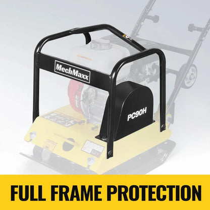 Honda GX160 Vibratory Plate Compactor with Wheel Kit, 3600 lb Centrifugal Force for Soil, Gravel, Asphalt and Paver Base, PC90H