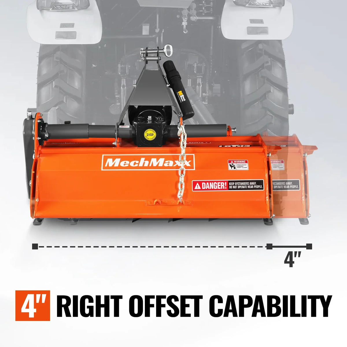 42 in Rotary Tiller, 3 Point Hitch Cat.1, Chain Drive, PTO Shaft Included with Shear Bolt, 15–35 HP, LRT42