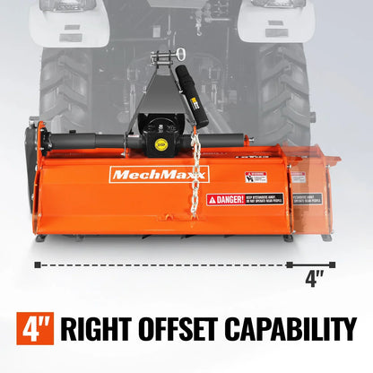 42 in Rotary Tiller, 3 Point Hitch Cat.1, Chain Drive, PTO Shaft Included with Shear Bolt, 15–35 HP, LRT42