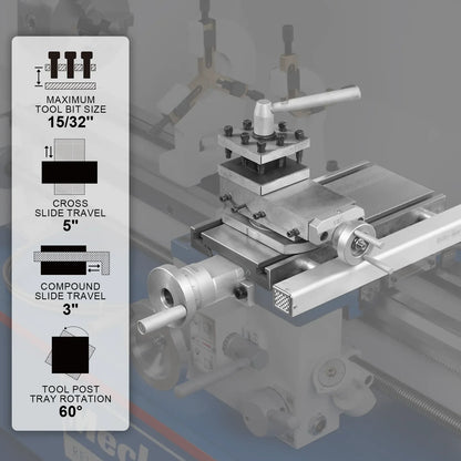 1.5‘’ Spindle Bore Metal Lathe Machine with DRO 10'' x 30'' High Precision Benchtop 0-2000 RPM  Variable Speed Metal Working Machine 1.5HP Small Lathe without Stand 1030VD