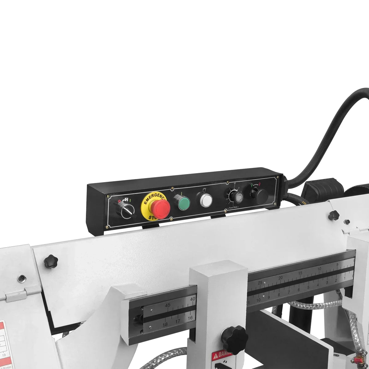 Metal Cutting Band Saw, 10" Round / 18"x5" Rectangular Capacity, 2HP 1.5kW Motor, 4-Speed (35-114 MPM), Horizontal Bandsaw with 0-45° Swivel, Hydraulic Downfeed, 230V 1PH 60Hz, Industrial Grade for Steel, Aluminum & Alloys BS-1018B