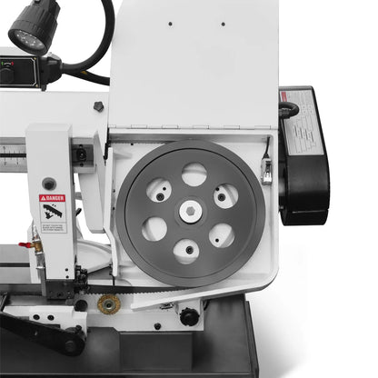 Metal Cutting Band Saw, 10" Round / 18"x5" Rectangular Capacity, 2HP 1.5kW Motor, 4-Speed (35-114 MPM), Horizontal Bandsaw with 0-45° Swivel, Hydraulic Downfeed, 230V 1PH 60Hz, Industrial Grade for Steel, Aluminum & Alloys BS-1018B
