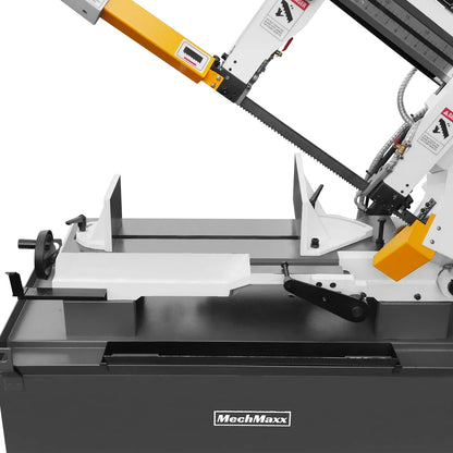 Metal Cutting Band Saw, 10" Round / 18"x5" Rectangular Capacity, 2HP 1.5kW Motor, 4-Speed (35-114 MPM), Horizontal Bandsaw with 0-45° Swivel, Hydraulic Downfeed, 230V 1PH 60Hz, Industrial Grade for Steel, Aluminum & Alloys BS-1018B