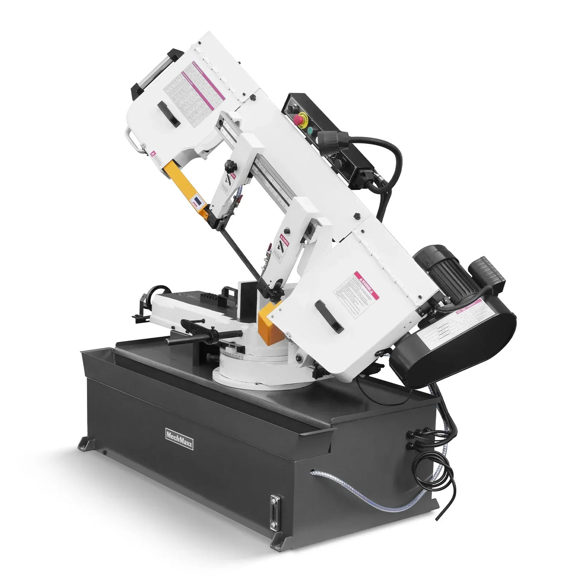 MechMaxx Metal Cutting Band Saw 10 Inch Horizontal Bandsaw 2HP 220V 60Hz 1PH 0‑45° Mitering Hydraulic Down Feed Built‑in Coolant System for Steel Aluminum Alloy Metal Fabrication BS-1018R