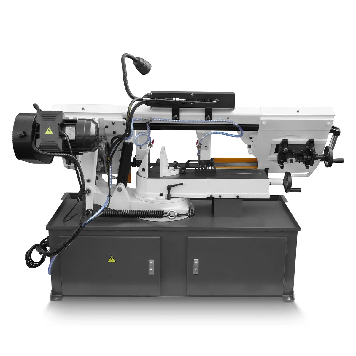 MechMaxx Metal Cutting Band Saw 10 Inch Horizontal Bandsaw 2HP 220V 60Hz 1PH 0‑45° Mitering Hydraulic Down Feed Built‑in Coolant System for Steel Aluminum Alloy Metal Fabrication BS-1018R