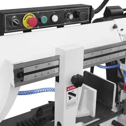 MechMaxx Metal Cutting Band Saw 10 Inch Horizontal Bandsaw 2HP 220V 60Hz 1PH 0‑45° Mitering Hydraulic Down Feed Built‑in Coolant System for Steel Aluminum Alloy Metal Fabrication BS-1018R