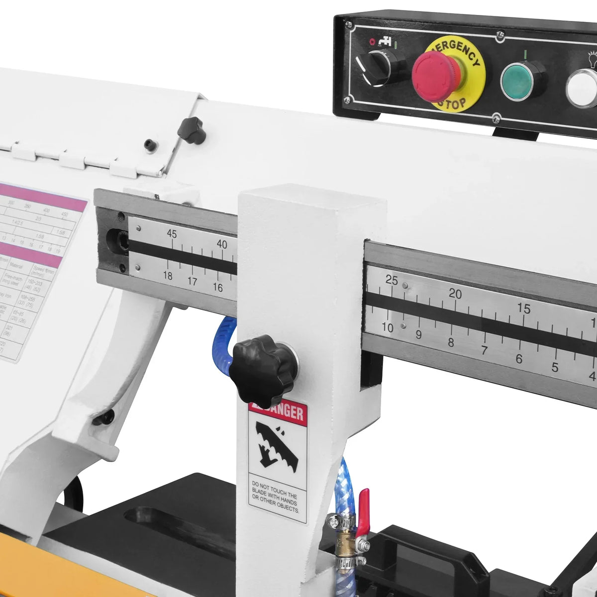 MechMaxx Metal Cutting Band Saw 10 Inch Horizontal Bandsaw 2HP 220V 60Hz 1PH 0‑45° Mitering Hydraulic Down Feed Built‑in Coolant System for Steel Aluminum Alloy Metal Fabrication BS-1018R