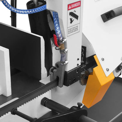 MechMaxx Metal Cutting Band Saw 10 Inch Horizontal Bandsaw 2HP 220V 60Hz 1PH 0‑45° Mitering Hydraulic Down Feed Built‑in Coolant System for Steel Aluminum Alloy Metal Fabrication BS-1018R
