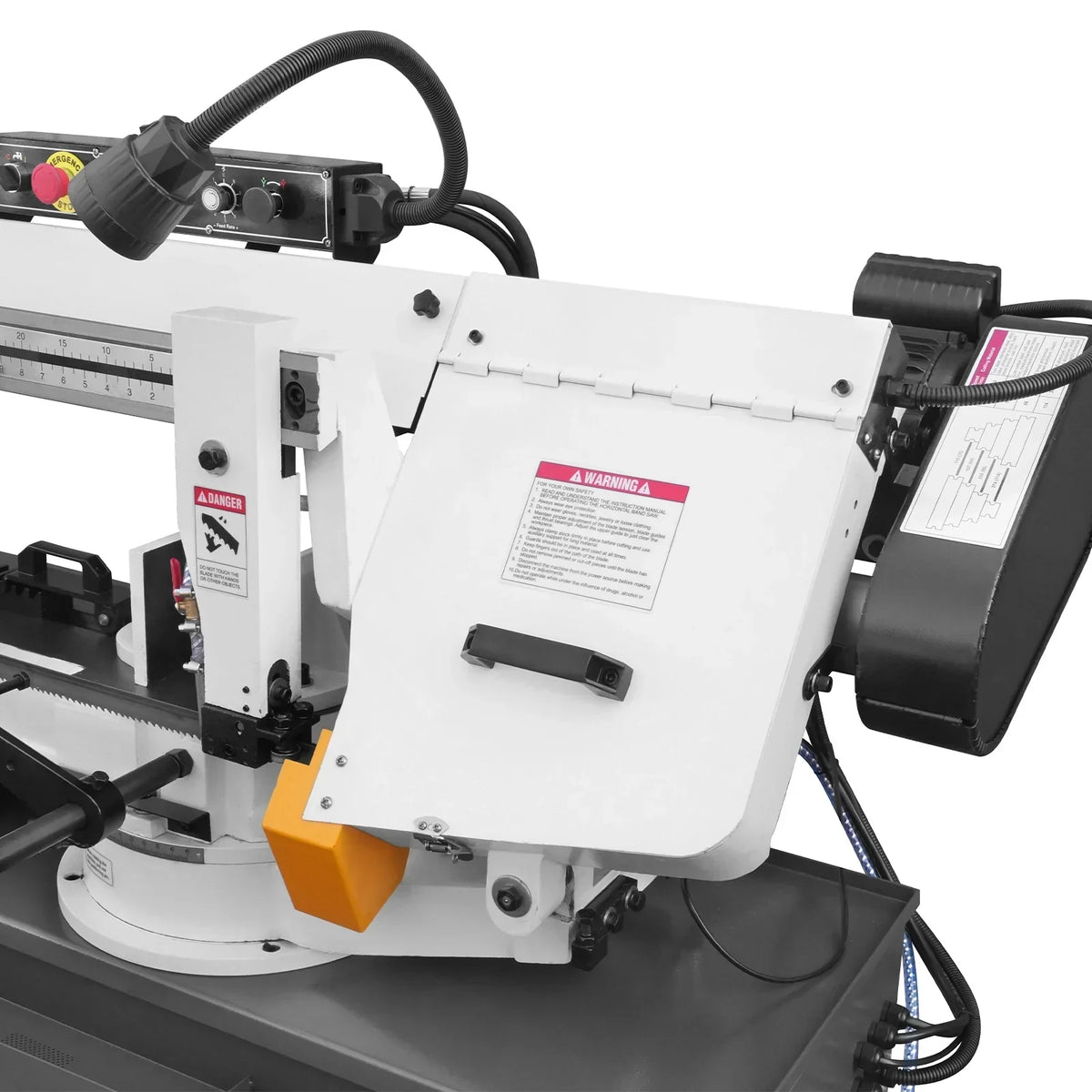 MechMaxx Metal Cutting Band Saw 10 Inch Horizontal Bandsaw 2HP 220V 60Hz 1PH 0‑45° Mitering Hydraulic Down Feed Built‑in Coolant System for Steel Aluminum Alloy Metal Fabrication BS-1018R