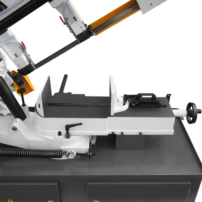 MechMaxx Metal Cutting Band Saw 10 Inch Horizontal Bandsaw 2HP 220V 60Hz 1PH 0‑45° Mitering Hydraulic Down Feed Built‑in Coolant System for Steel Aluminum Alloy Metal Fabrication BS-1018R