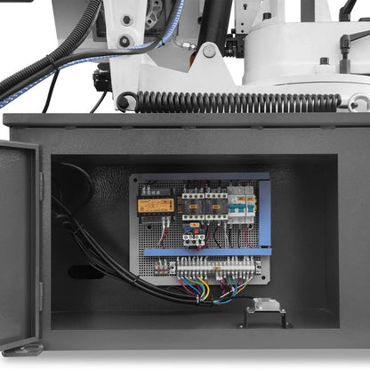 MechMaxx Metal Cutting Band Saw 10 Inch Horizontal Bandsaw 2HP 220V 60Hz 1PH 0‑45° Mitering Hydraulic Down Feed Built‑in Coolant System for Steel Aluminum Alloy Metal Fabrication BS-1018R