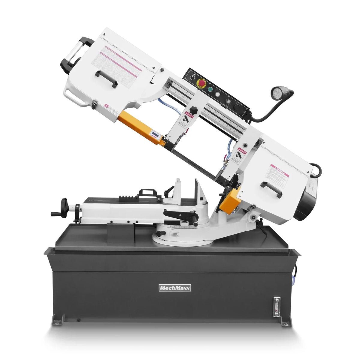 MechMaxx Metal Cutting Band Saw 10 Inch Horizontal Bandsaw 2HP 220V 60Hz 1PH 0‑45° Mitering Hydraulic Down Feed Built‑in Coolant System for Steel Aluminum Alloy Metal Fabrication BS-1018R