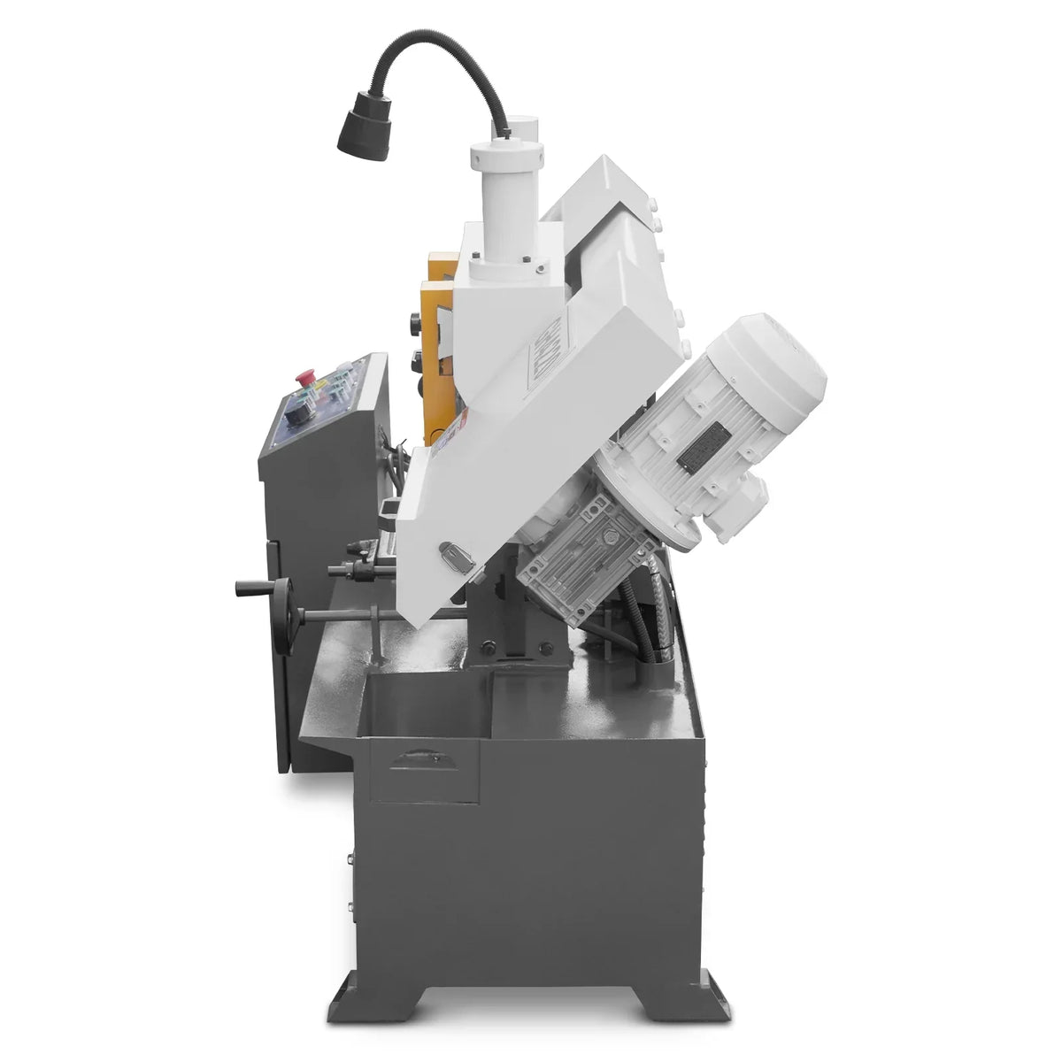 8 Inch 7-7/8" x 7-7/8" Capacity Double Column Horizontal Metal Cutting Band Saw, Vertical Lifting, Gearbox Driven Two-Speed Motor, Hydraulic Feed, Manual Clamping, Coolant System Industrial Bandsaw GH4220
