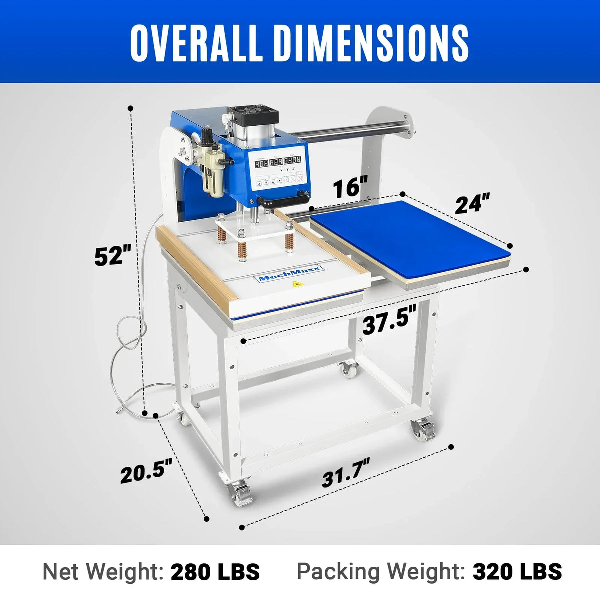 16x24 Inch Commercial Pneumatic Dual Platen Heat Press - Auto Lift Digital Sublimation Transfer Machine with AIRTAC Pneumatic Parts & Adjustable Pressure (110V 2.2HP)