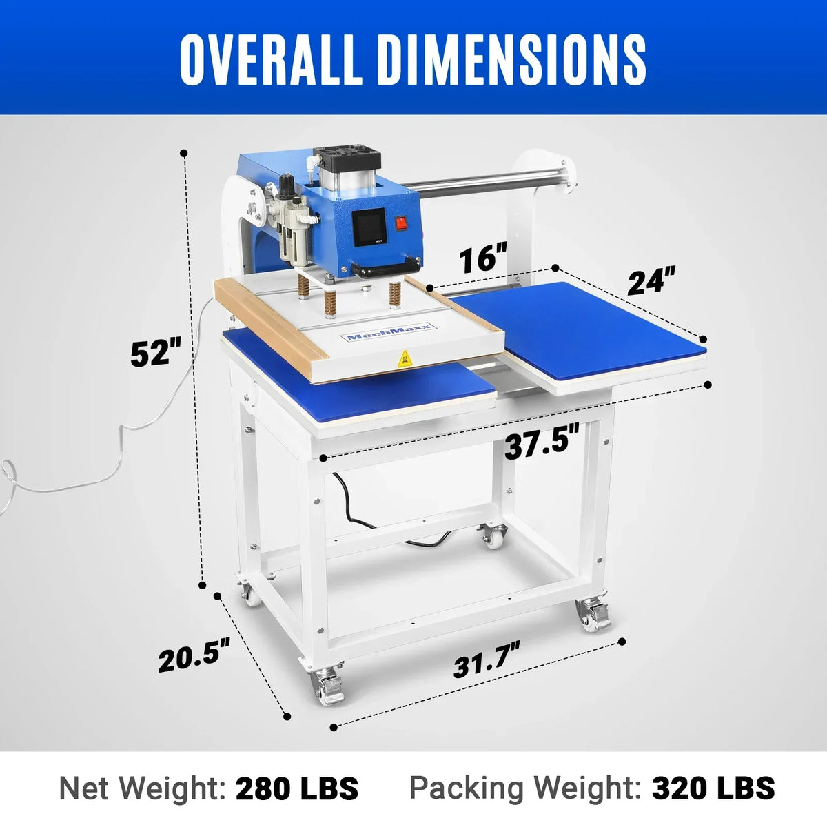16x24 Inch Commercial Pneumatic Dual Platen Heat Press - Auto Lift Digital Sublimation Transfer Machine with Full Touch LCD Screen & AIRTAC Pneumatic Parts (110V 2.2HP)